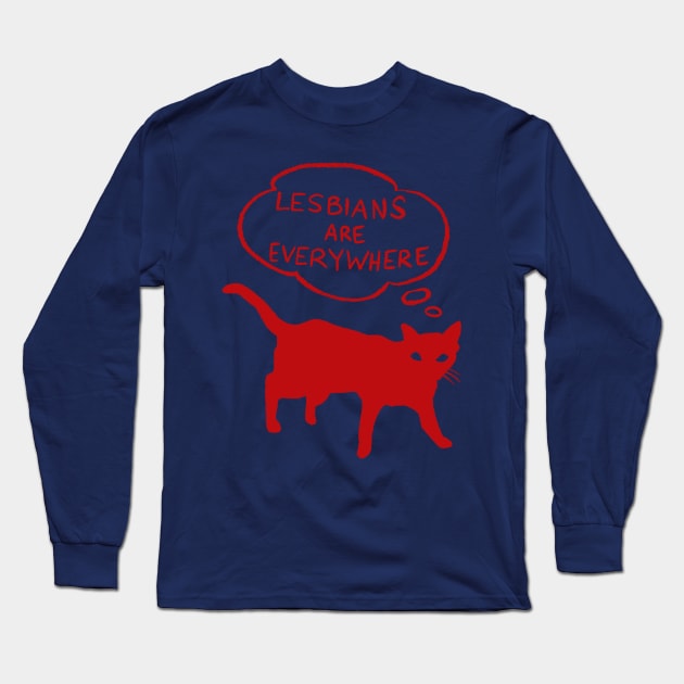 Lesbian Cat Long Sleeve T-Shirt by possumtees